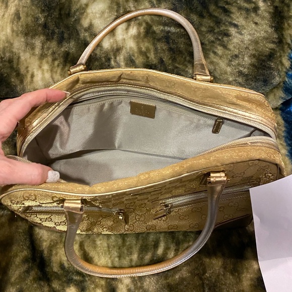 Gucci GG Monogram Gold Canvas Handbag GUC with COA ✨ - Picture 7 of 8